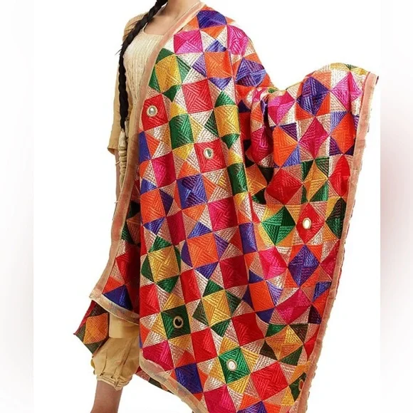 Phulkari Chiffon Embroidered Women Dupatta - Picture 3 of 5